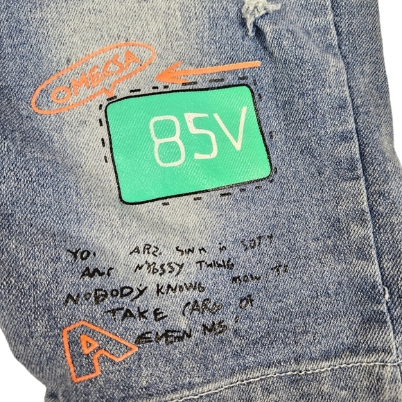 MS & WZ Kids Bart Simpson Spray Painting Denim Jean Shorts Size 5 Boys N24 - Picture 3 of 7